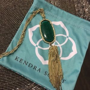 Gold Kendra Scott Necklace with Green Stone